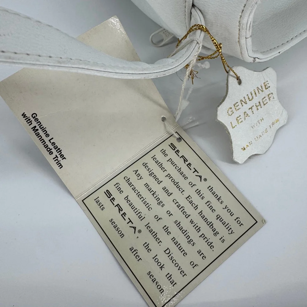 NWT Vintage Sereta White Leather Crossbody Bag Gold Hardware